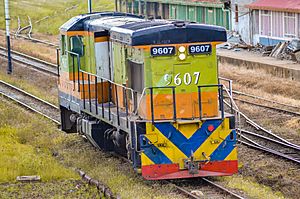 Diesel locomotive 9607 at Nairobi railway station, Kenya
