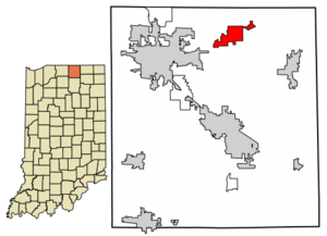 Location of Bristol in Elkhart County, Indiana.