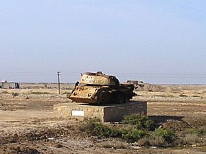 Exploded tank, remains in Abadan as symbol of Iran–Iraq War