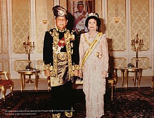 HRH Tuanku Ja'afar Yang di-Pertuan Agong of Malaysia and his wife Tuanku Najiha Raja Permaisuri Agong of Malaysia. Istana Negara, Kuala Lumpur. Tuanku Ja'afar Royal Gallery