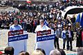 Hashim Thaci and Sali Berisha at the opening of Kalimash tunnel
