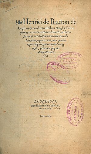 Henry de Bracton, De legibus & consuetudinibus Angliæ (1st ed, 1569, title page)