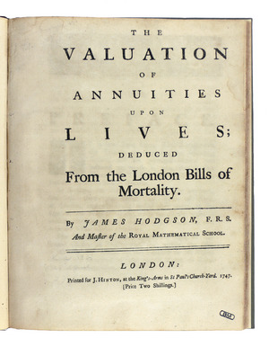 Hodgson - The valuation of annuities upon lives, 1747 - 220