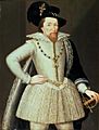 James VI and I (dressed in white)