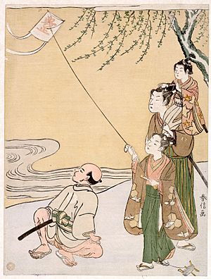 Kite Flying by Suzuki Harunobu (鈴木 春信)