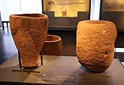 Limestone & basalt mortars from Eynan, early Natufian circa 12500 BC