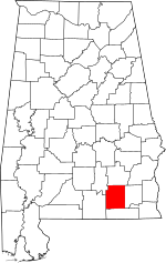 Map of Alabama highlighting Coffee County