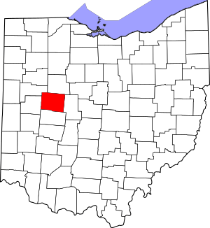 Map of Ohio highlighting Logan County