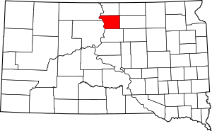 Map of South Dakota highlighting Walworth County