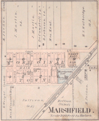 Marshfield Indiana map from 1877 atlas