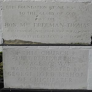 Old and New Foundation Stones at St Mary's Church, Hampden Park, Eastbourne