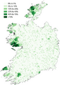 Percentage stating they speak Irish daily outside the education system in the 2011 census