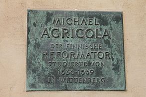 Plaque to Michael Agricola, Wittenberg