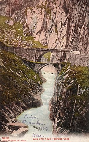 Postcard First and Second Devils Bridge Uri