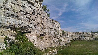 Side view of the rock cut at the Old Stone Quarry, Sevastopol, Door County, Wisconsin