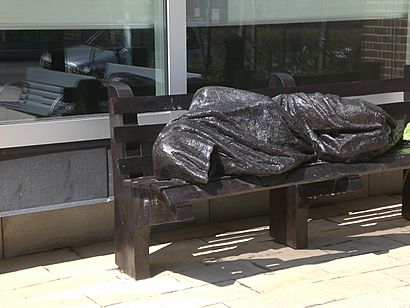 Statue of Christ the Homeless, Regis College, Toronto.JPG