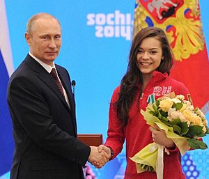 Vladimir Putin and Adelina Sotnikova 24 February 2014 cropped