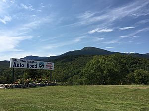 2016-09-03 13 12 32 View of Mount Washington, New Hampshire from the bottom (east) end of the Mount Washington Auto Road in Green's Grant Township, Coos County, New Hampshire
