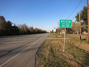 Arcola TX Road Sign