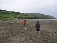 Beach cricket on Poppit Sands, Pembrokeshire