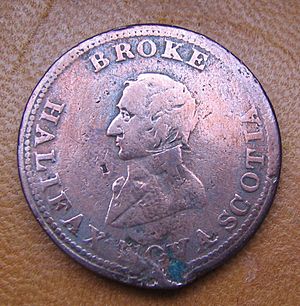 Broke 1814 Halifax copper token