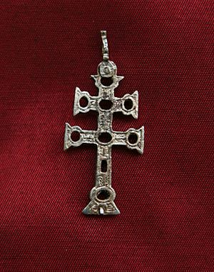 Caravaca Cross in white bronze