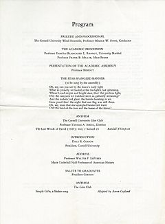 Cornell University commencement program May 1976 front