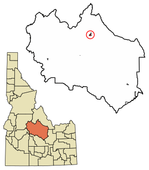 Location of Challis in Custer County, Idaho.