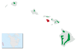 Drepanis coccinea - distribution map.svg