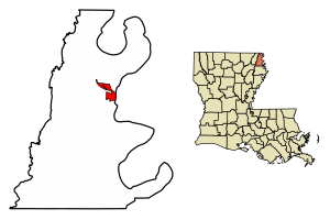 Location of Lake Providence in East Carroll Parish, Louisiana.