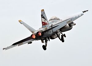 F-18F after launch from USS Abraham Lincoln (CVN-72)