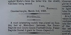 Fenerbahçe vs Kumkapı Match (1 March 1908)