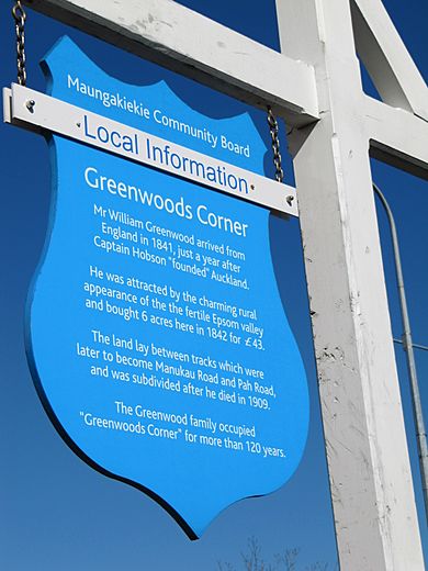 Greenwoods Corner sign
