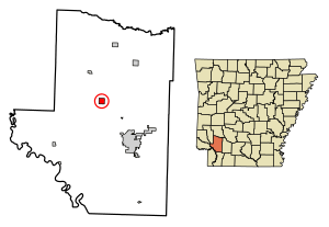 Location of Washington in Hempstead County, Arkansas.