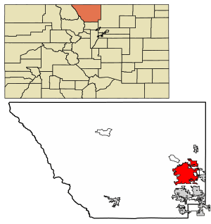 Location of the City of Fort Collins in Larimer County, Colorado.