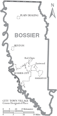 Map of Bossier Parish Louisiana With Municipal Labels