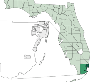 Map of Florida highlighting Dade County template