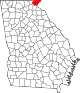State map highlighting Rabun County