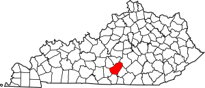 Map of Kentucky highlighting Adair County