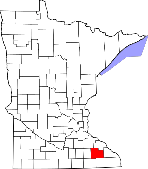 Map of Minnesota highlighting Olmsted County