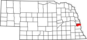 Map of Nebraska highlighting Sarpy County