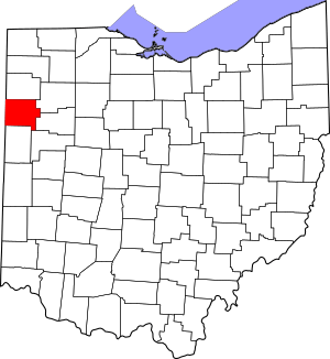 Map of Ohio highlighting Van Wert County