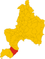 Map of comune of Pula (province of Cagliari, region Sardinia, Italy)