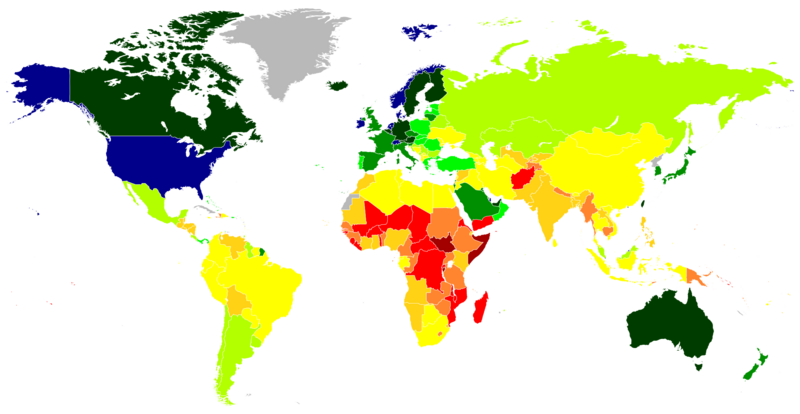 Image: Map of countries by GDP (PPP) per capita in 2021