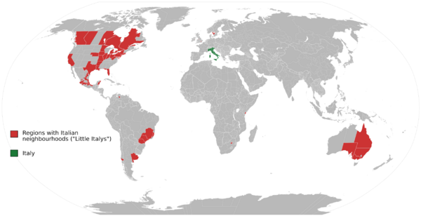 Map of regions with Little Italys
