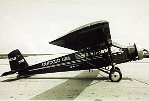 Outdoor Girl Curtiss Thrush J after record flight by Helen Richey and Frances Marsalis