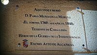 Placa dedicada en Alcañices (Zamora) a Pablo Muñoz de la Morena, en la casa donde murió