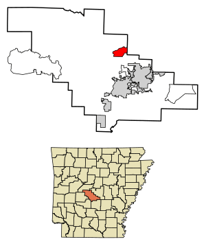Location of Avilla in Saline County, Arkansas.