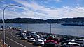 Seattle-bound cars waiting at Bainbridge Island Ferry Terminal