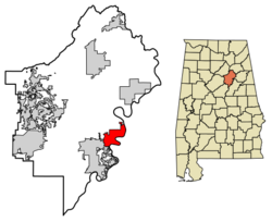 Location of Riverside in St. Clair County, Alabama.